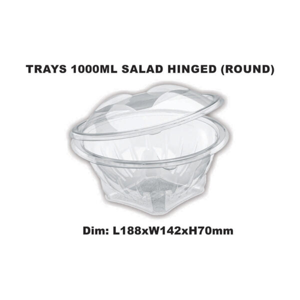 PLASTIC CONTAINERS FOR SALAD- ROUND 750ML